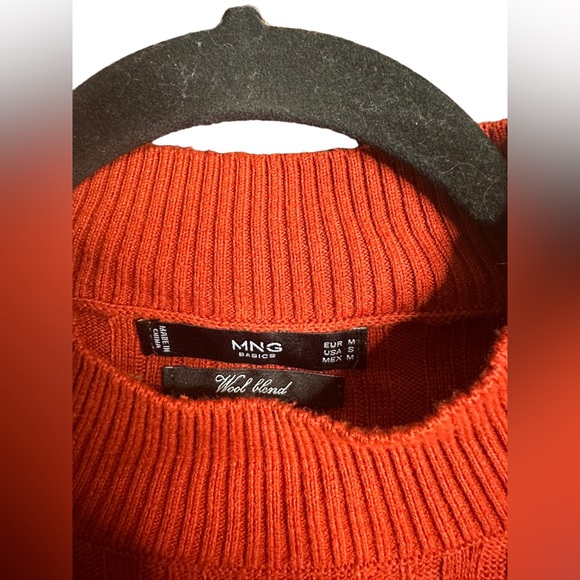 MNG Orange Ribbed High Neck Long Sleeve Sweater Size Small - Picture 3 of 7